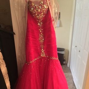 Hot pink mermaid style gown/prom dress